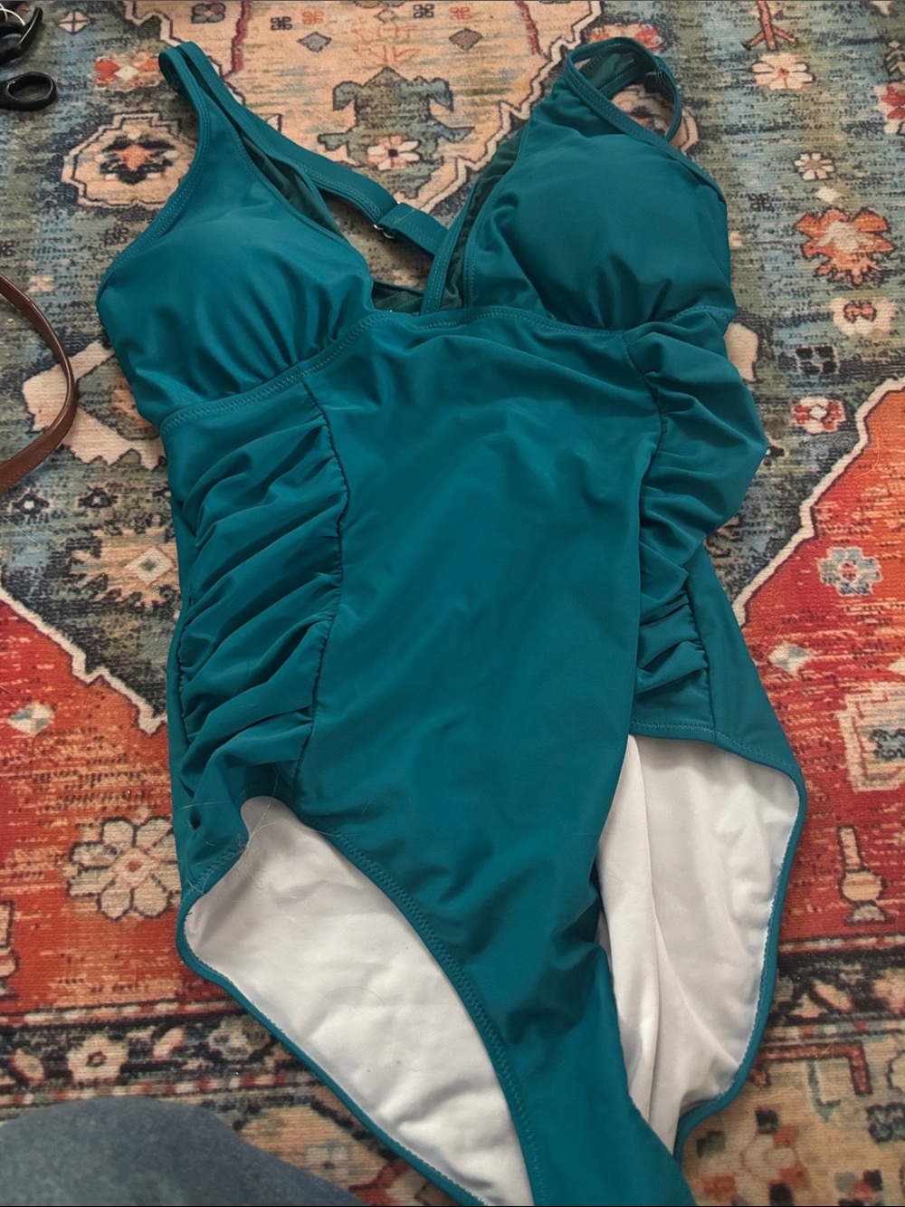 Women’s Teal One-Piece bathing suit with Side Ruching